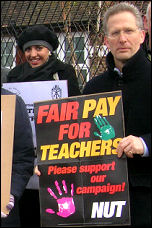 Merlin school teachers on their picket line in March 2008, photo Martin Powell-Davies