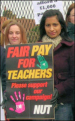 Merlin school teachers on their picket line in March 2008, photo Martin Powell-Davies