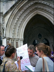 Socialist Party member Rob MacDonald meets the press