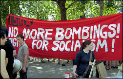 International Socialist Resistance banner on demonstration