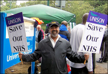 WORKERS AT Whipps Cross hospital in east London on strike