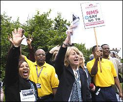Whipps Cross Hospital workers demonstrate