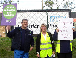ABOUT 60 UNISON members manned a picket at the NHS Logistics base in Runcorn