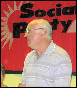 Peter Taaffe speaking at the Socialist Party fringe meeting at Unison conference 2008, photo Gary Freeman