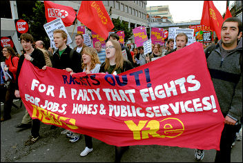 Love Music Hate Racism demonstration 2008, ISR contingent, photo Paul Mattsson