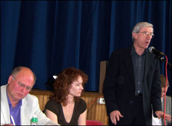 John McInally, vice-president PCS, speaking at the Campaign for a New Workers' Party debate 2008, photo Socialist Party