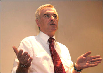 John McDonnell MP speaking at a CNWP meeting in 2006, photo Paul Mattsson