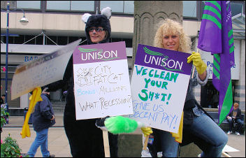 Unison Local Government strike on 16-17 July in Kirklees, photo by Huddersfield Socialist Party
