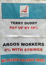 Argos workers in the Unite union on a 24-hour strike , photo Leicester Socialist Party