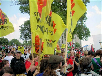 Anti-war protest outside Republican convention, organised by Youth Against War and Racism, a Socialist Alternative initiative, photo USA Youth Against Racism