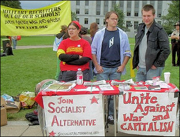 Anti-war protest outside Republican convention, organised by Youth Against War and Racism, a Socialist Alternative initiative, photo USA Youth Against Racism