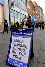 Notice overlooked by Lloyds bank, which has just swallowed up Halifax Bank of Scotland, photo Paul Mattsson