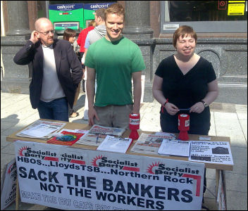 Cardiff Socialist Party puts forward the socialist alternative to capitalist credit crunch, photo Cardiff Socialist Party