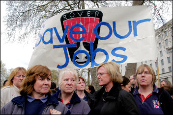 Rover workers demonstrate against closure in 2005, photo Paul Mattsson. But why was the plant not nationalised?