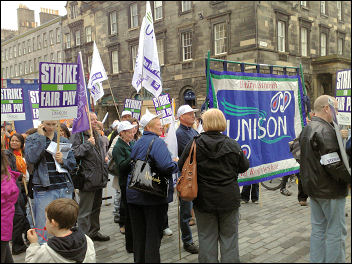 Scotland council workers strike, photo International Socialists