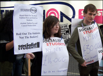 Bail out the students - not the bankers! - Campaign to Defeat Fees protest, photo Bob Severn