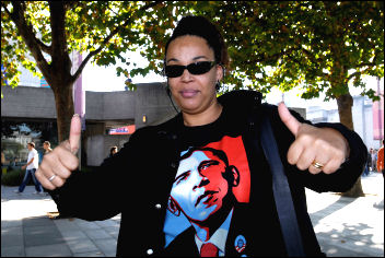 US president Barack Obama supporter during election campaign, photo Paul Mattsson