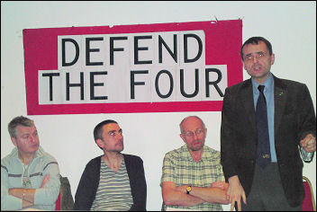 Hackeny Defend the Four meeting addressed by John Leach, President RMT, photo Hackney Socialist Party