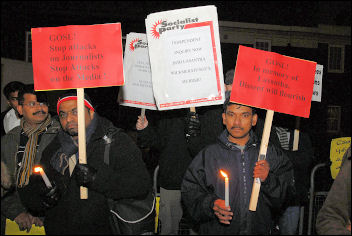 Protest outside the Sri Lankan embassy in London, photo by Paul Mattsson