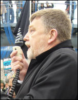 Dave Nellist addressing Gaza rally, photo Coventry Socialist Party