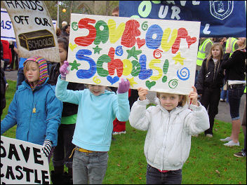 Save our school: one of the many protests against the Tory plans, photo by Yorkshire SP