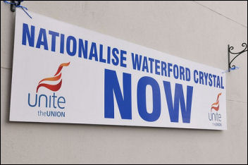 Waterford Crystal workers occupy and protest at sackings, photo Socialist Party Ireland