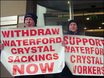Waterford Crystal workers occupy and protest at sackings, photo Socialist Party Ireland