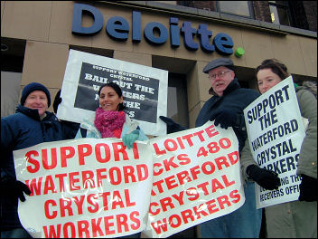 Waterford Crystal workers occupy and protest at sackings, photo Socialist Party Ireland