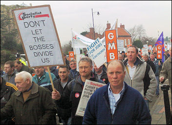 After a mass picket at Staythorpe power station contruction workers marched into Newark town centre, photo Steve Score