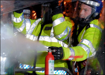 Police on the protests against the war in Gaza in january 2009, photo Paul Mattsson