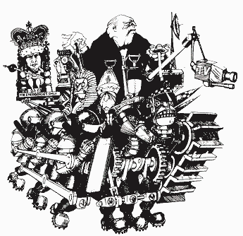 The state, cartoon by Alan Hardman, photo Alan Hardman