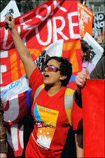 Youth Fight for Jobs and NO2EU on the 'Put People First' demo, photo Paul Mattsson