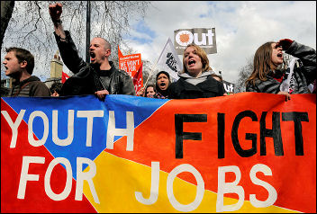 Youth Fight for Jobs and NO2EU on the 'Put People First' demo, photo Paul Mattsson