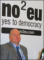 Bob Crow, RMT general secretary, at the No2EU - Yes to Democracy press launch, photo Suzanne Beishon