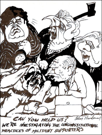 Kinnock connived to destroy Militant, cartoon by Alan Hardman