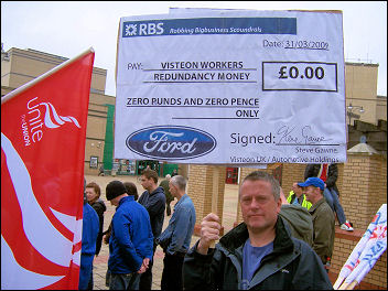 Basildon sacked Visteon car workers demonstrate, photo Greg Maughan