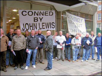 Sacked Stead McAlpine workers from Carlisle protest in London, photo Neil Cafferky