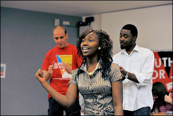 At Risk of Offending perform at Youth Fight for Jobs conference 2009, photo Paul Mattsson