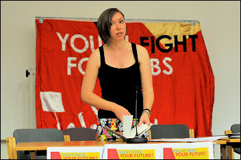 Leah Jones at Youth Fight for Jobs conference 2009, photo Paul Mattsson