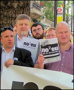 Dave Nellist (2nd left) and Bob Crow (right) campaigning for an electoral alternative to the three main parties, photo D Carr 