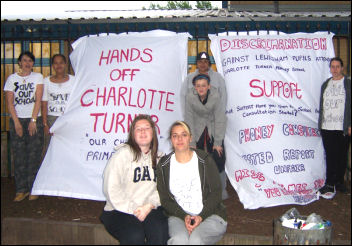 Parents temporarily occupied Charlotte Turner school in Greenwich, photo C Newby