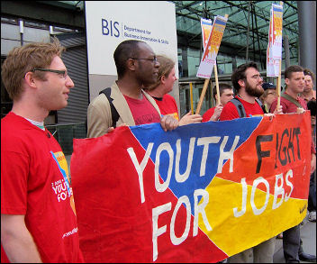 Youth Fight for Jobs protest outside Mandelson