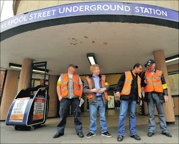 London Underground strike of RMT tube workers, photo Paul Mattsson