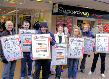 Anti-BNP Socialist Party protest in Barnsley, photo by Yorkshire Socialist Party