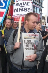 Selling the Socialist on an NHS demo, photo Dave Carr