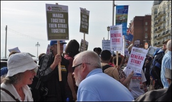 Sept 9th 2012 NSSN lobby of TUC for a one day strike against austerity, photo by John Gillman