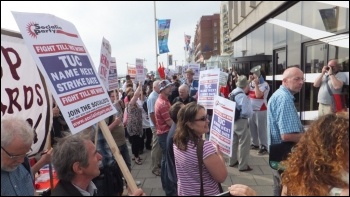 Sept 9th 2012 NSSN lobby of TUC for a one day strike against austerity, photo by John Gillman