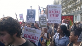 Sept 9th 2012 NSSN lobby of TUC for a one day strike against austerity, photo by Arti Dillon