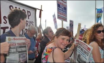 Sept 9th 2012 NSSN lobby of TUC for a one day strike against austerity, photo by John Gillman