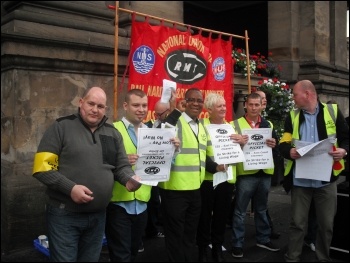 ISS picket line at Newcastle Central Station, 10.9.12, photo Elaine Brunskill
